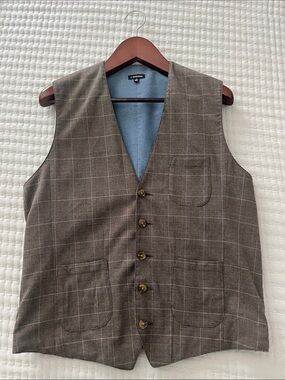 J. Peterman Brown Plaid Vest